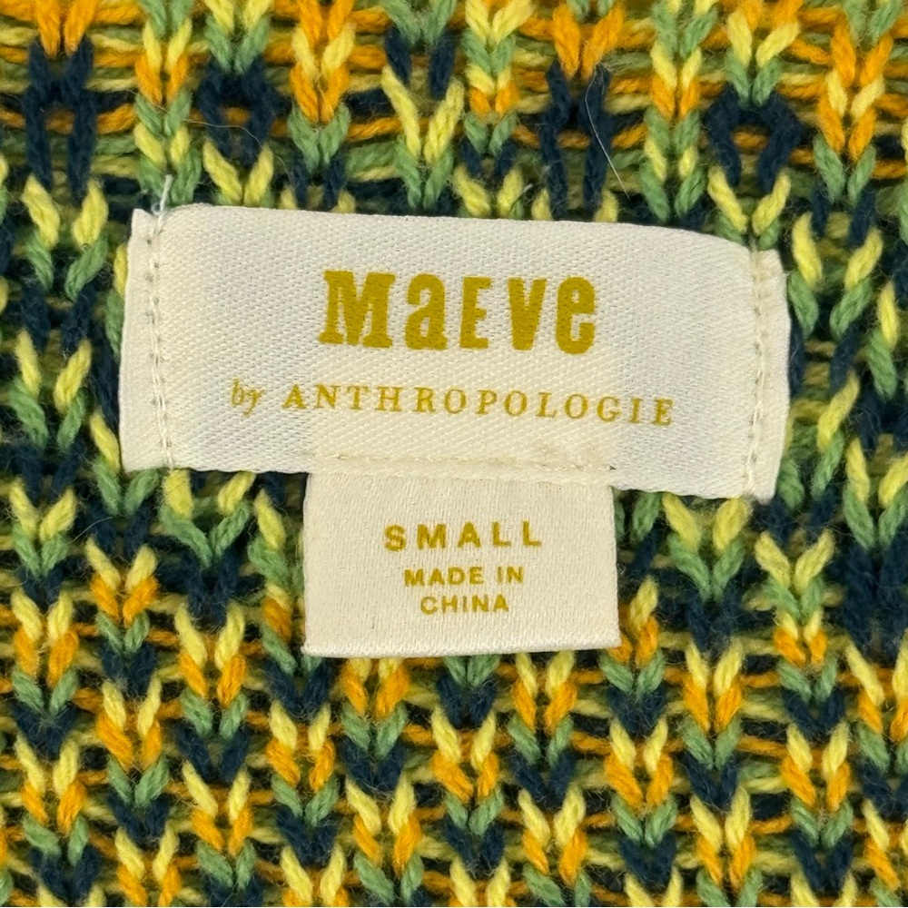 Maeve Anthropologie Lemon Knit Sweater‎ Vest Blue Yellow Sleeveless Size Small - Picture 3 of 11